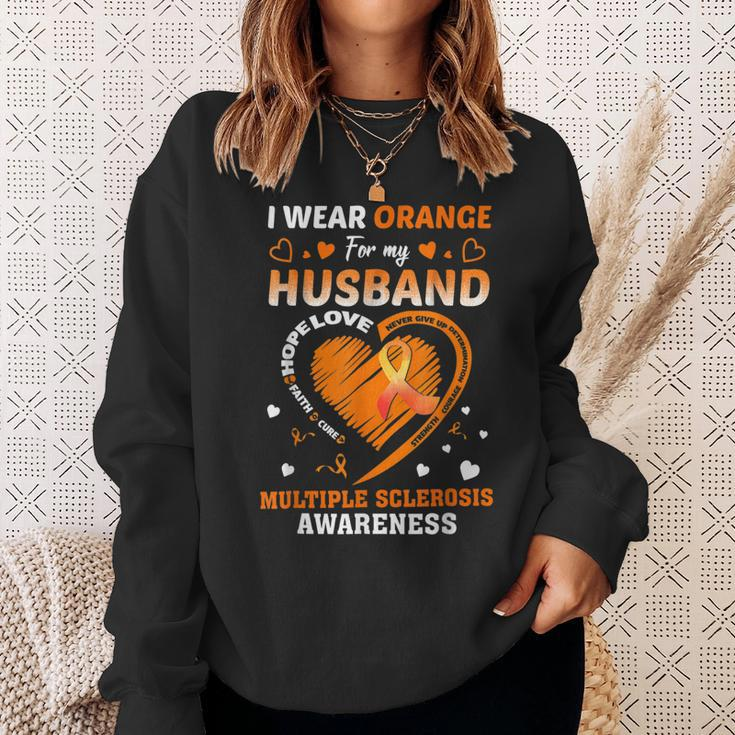 I Wear Orange For My Husband Multiple Sclerosis Ms Awareness Sweatshirt Gifts for Her