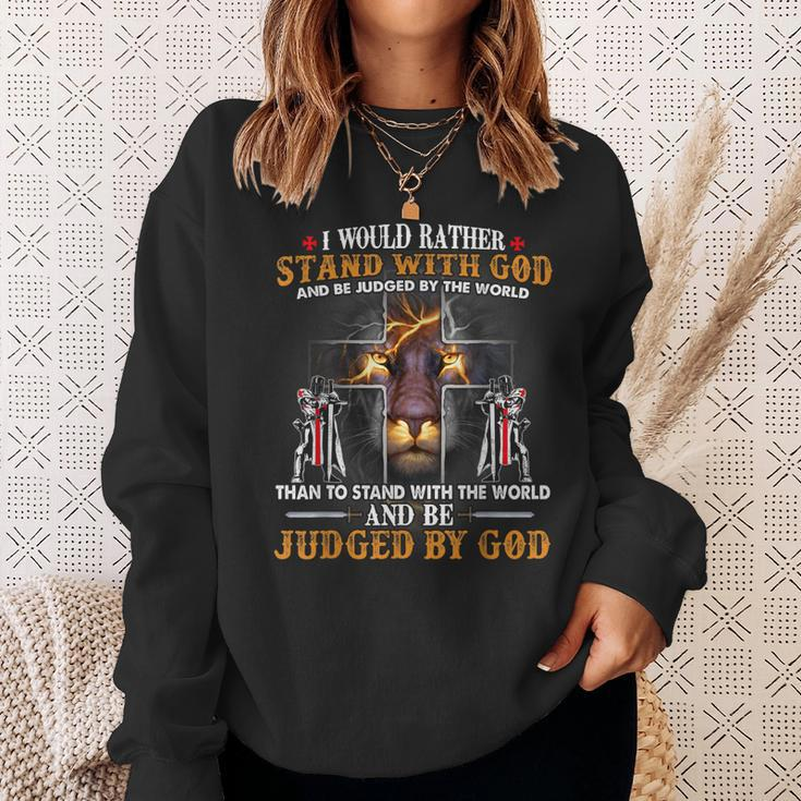 I Would Rather Stand With God Knight Templar Lion Christian Sweatshirt Gifts for Her