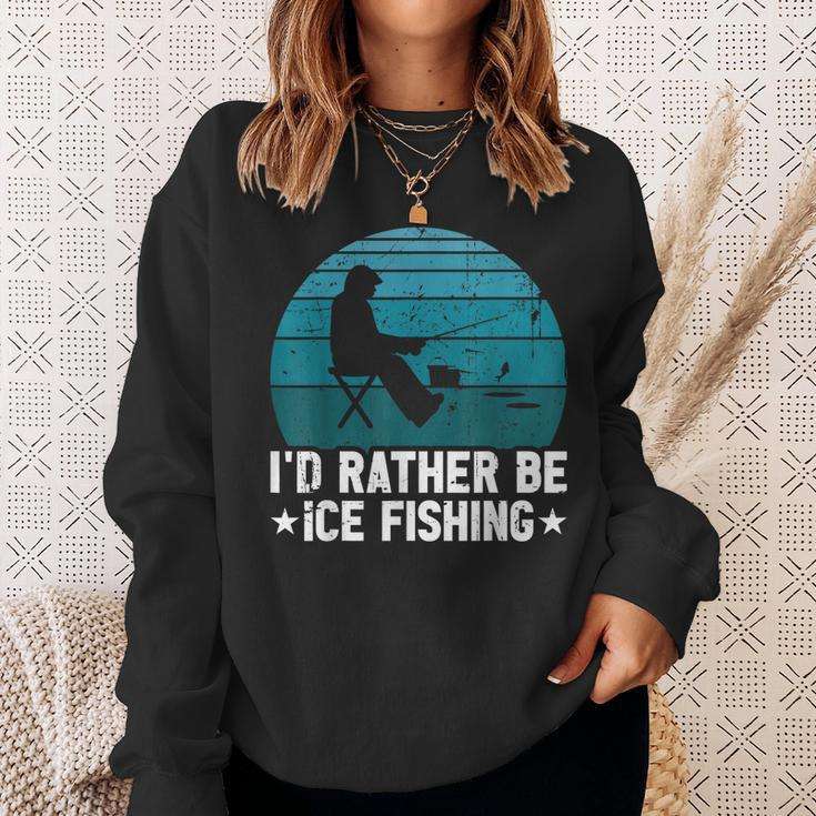 Id Rather Be Ice Fishing Lustige Winterangeln Herren Damen Sweatshirt Geschenke für Sie