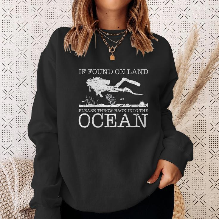 If Found On Land Scuba Diving Funny Diver Gift Men Women Sweatshirt Graphic Print Unisex Gifts for Her