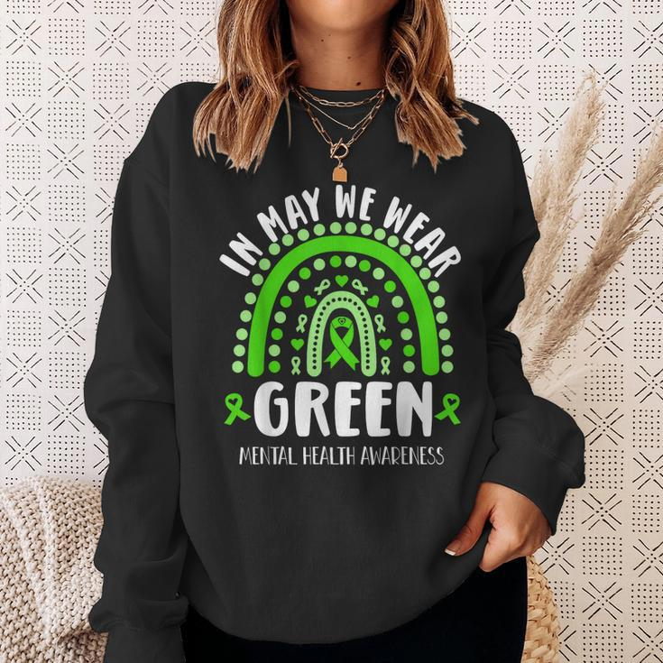 In May We Wear Green Mental Health Awareness Sweatshirt Gifts for Her