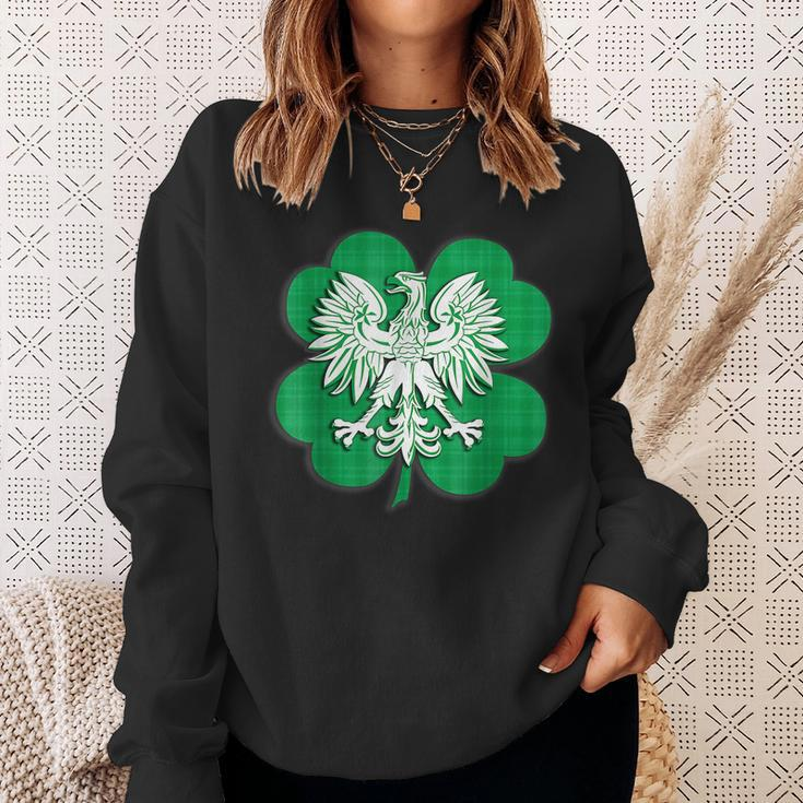 Irish Polish Family Heritage Shamrock St Patricks Day Polska Sweatshirt Gifts for Her