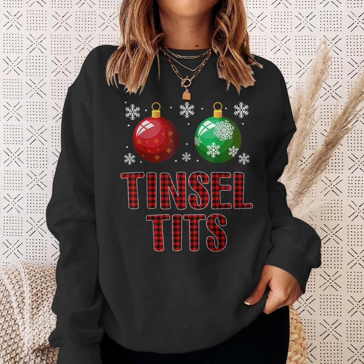 Jingle Balls Tinsel Tits Couple Christmas Couples Matching Men Women Sweatshirt Graphic Print Unisex Gifts for Her