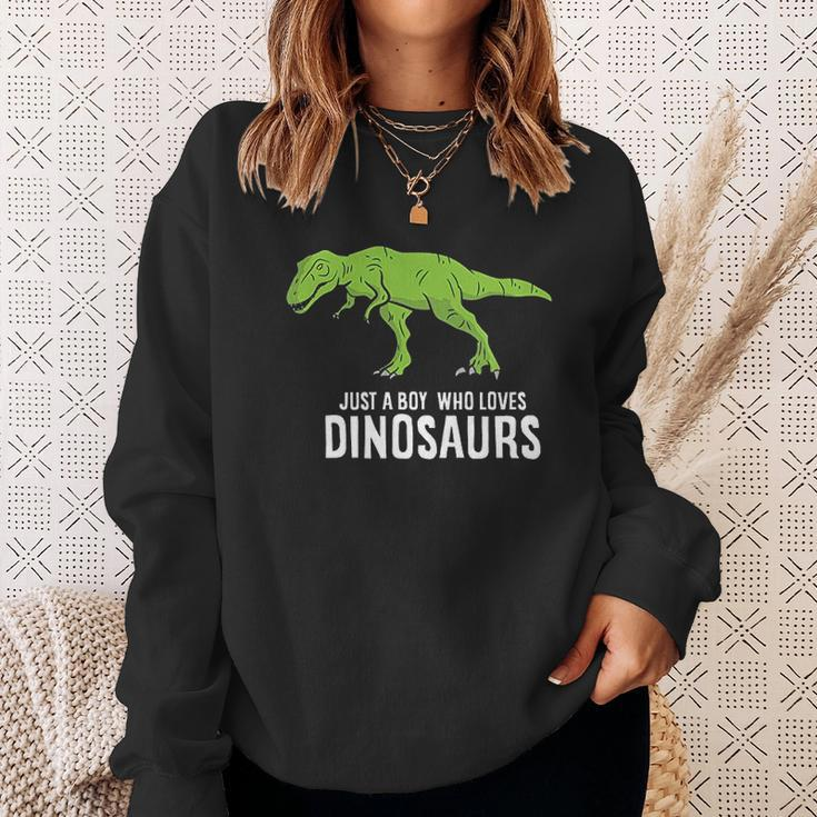 Just A Boy Who Loves Dinosaurs Cute Dinosaur Men Women Sweatshirt Graphic Print Unisex Gifts for Her