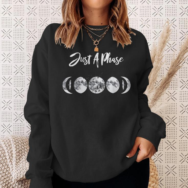 Just A Phase Moon Cycle Phases Of The Moon Astronomy Design Sweatshirt Gifts for Her
