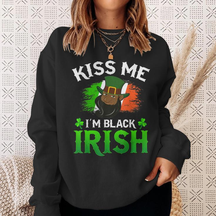 Kiss Me Im Black Irish St Patricks Day Leprechaun Hat Sweatshirt Gifts for Her