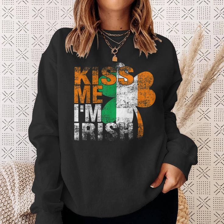 Kiss Me Im Irish Flag Saint Patrick Day Shamrock Gifts Sweatshirt Gifts for Her