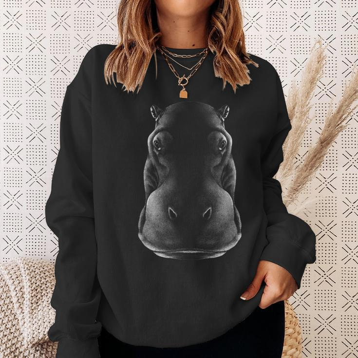 Künstler Tier Flußpferd Lustiges Hippo Nilpferd Sweatshirt Geschenke für Sie