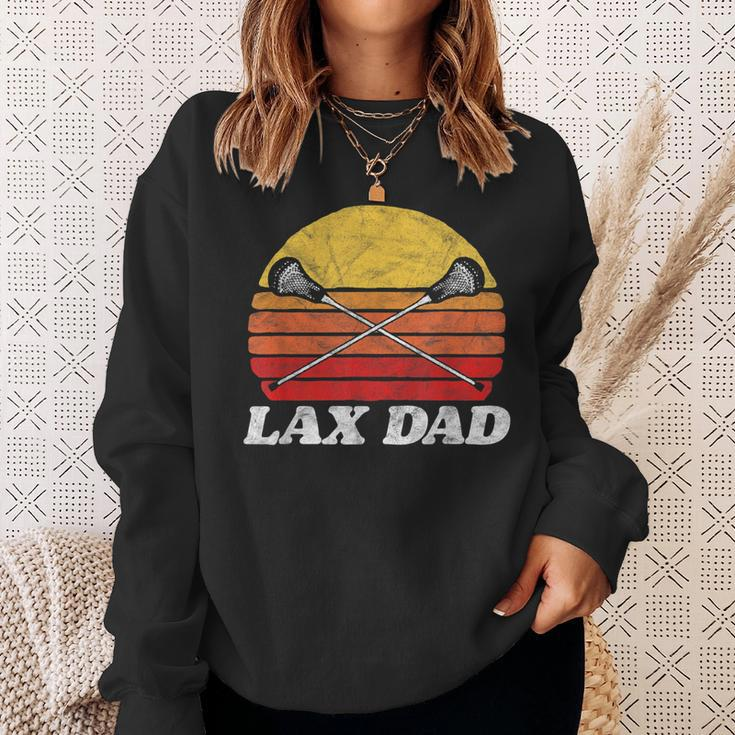 Lax Dad Vintage X Crossed Lacrosse Sticks 80S Sunset Retro Sweatshirt Gifts for Her