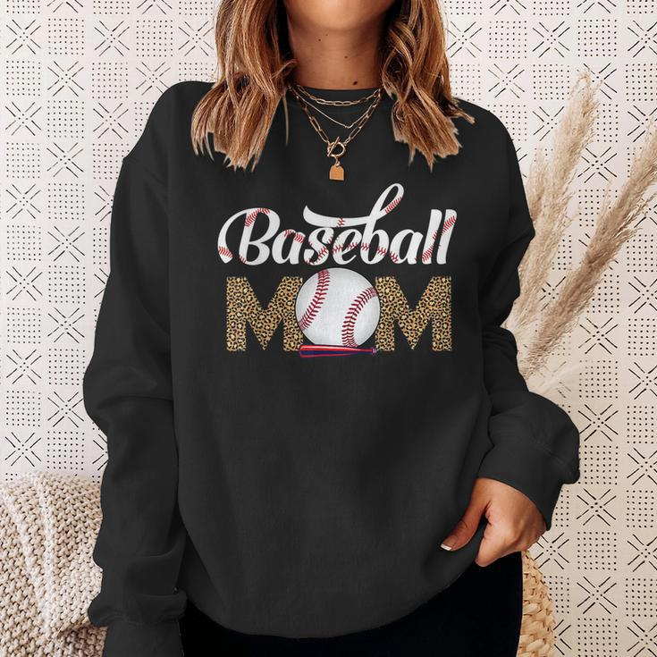 Leopard Baseball Mom Mothers Day Catcher Mom Life Womens Sweatshirt Gifts for Her