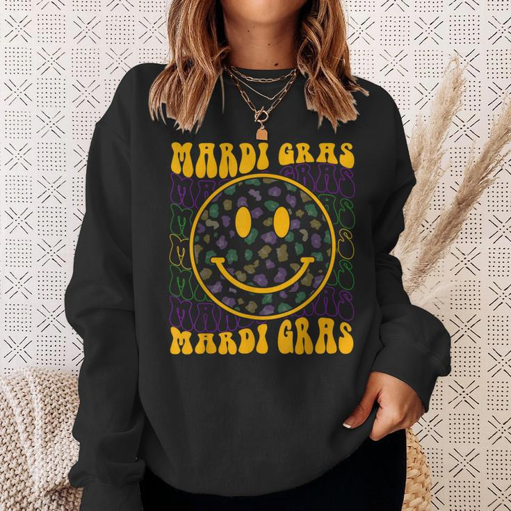 Leopard Hippie Face Retro Groovy Mardi Gras Funny Sweatshirt Gifts for Her