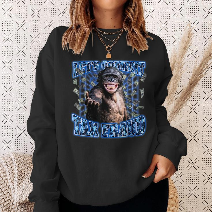Lets Commit Tax Fraud Vintage Bootleg Rap 90S Monkey Sweatshirt Gifts for Her