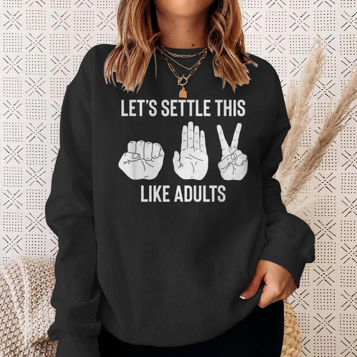 Lets Settle This Like Adults Funny Rock Paper Scissor Sweatshirt Gifts for Her