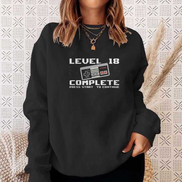 Level 18 Complete 2004 18 Years Old Gamer 18Th Birthday Men Women Sweatshirt Graphic Print Unisex Gifts for Her