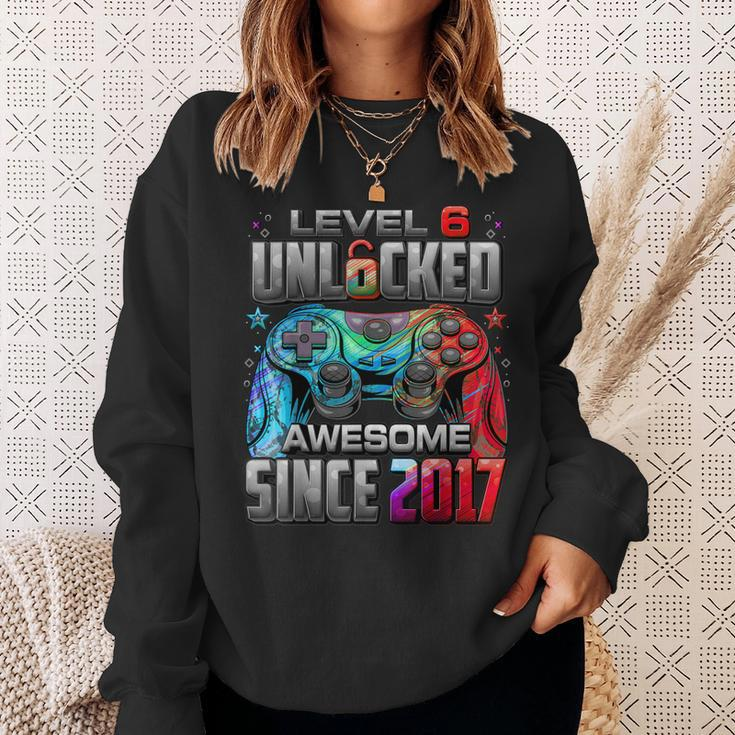 Level 6 Unlocked Awesome Since 2017 6Th Birthday Gaming Sweatshirt Gifts for Her