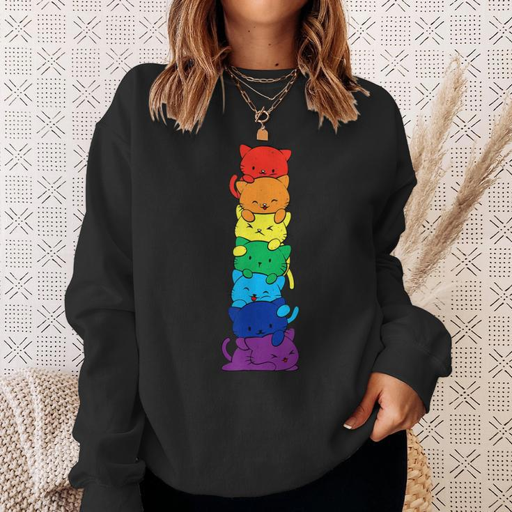 Lgbt Funny Cats Pile Gay Lesbian Pride Cat Lover Transgender Sweatshirt Gifts for Her