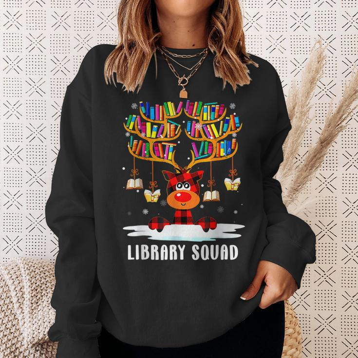 Library Squad Reindeer Christmas Funny Book Lover Pajama Men Women Sweatshirt Graphic Print Unisex Gifts for Her