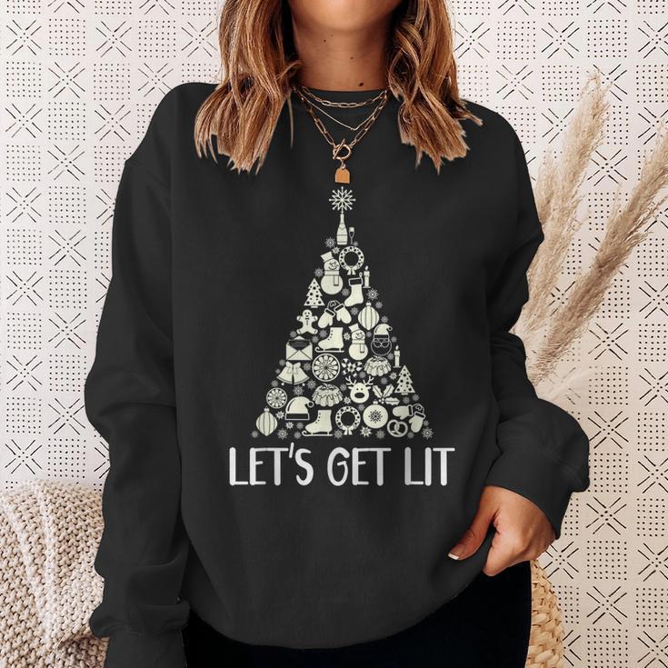 Lets Get Lit Weihnachtsbaum Geschenke Lebkuchen Schneemann Sweatshirt Geschenke für Sie