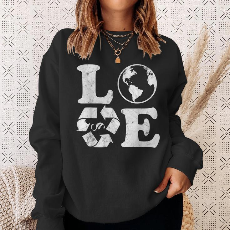 Love Earth Day 90S Vintage Recycling Earth Day Sweatshirt Gifts for Her