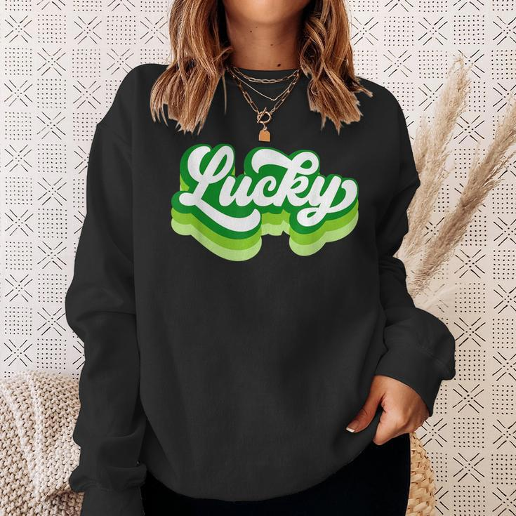 Lucky Green Retro St Patricks Day Funny Irish Sweatshirt Gifts for Her