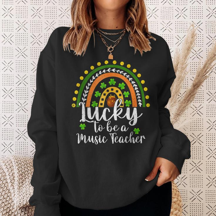 Lucky To Be A Music Teacher Rainbow St Patricks Day Sweatshirt Gifts for Her