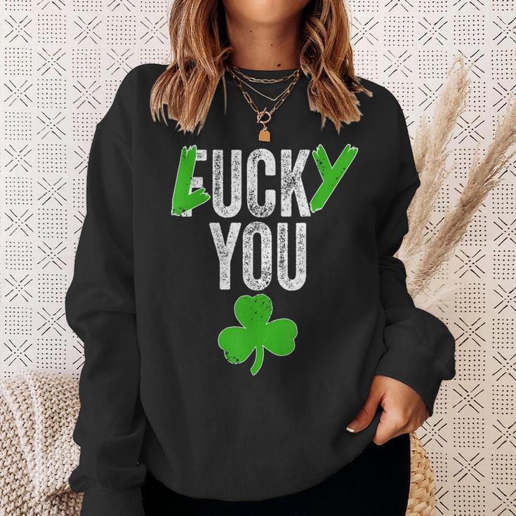 Lucky You Shamrock Irish Ireland St Patricks Day Vintage Sweatshirt Gifts for Her