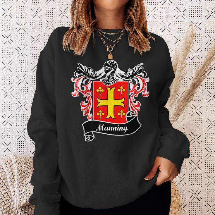 Manning Coat Of Arms Surname Last Name Family Crest Men Women Sweatshirt Graphic Print Unisex Gifts for Her