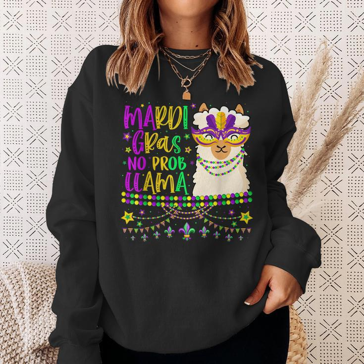Mardi Gras No Prob Llama Alpaca Funny Carnival Party Girls Sweatshirt Gifts for Her