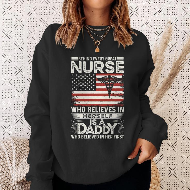 Medical Behind Every Great Nurse Who Believes In Herself Is A Dad Who Believed Sweatshirt Gifts for Her