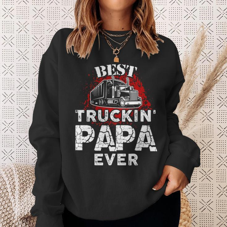 Mens Best Truckin Papa Ever Trucker Grandpa Sweatshirt Gifts for Her