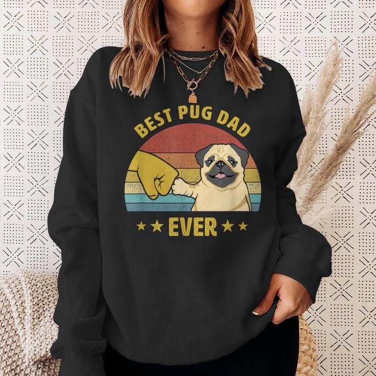 Mens Cute Best Pug Dad Ever Proud Vintage Puppy Lover Pug Retro Sweatshirt Gifts for Her