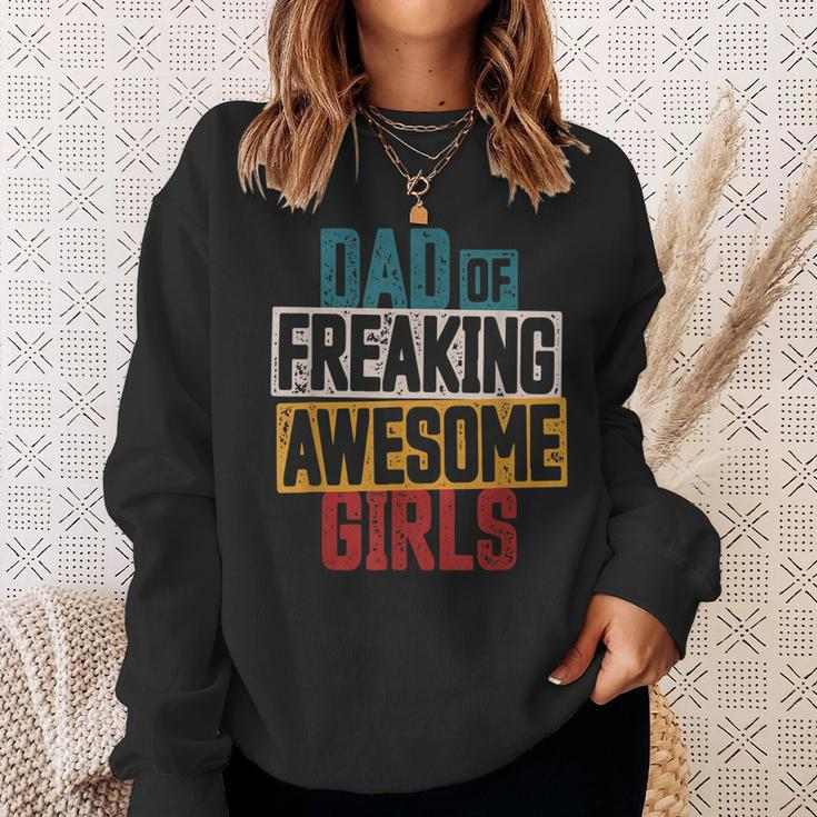 Mens Dad Of Freaking Awesome Girl Vintage Distressed Dad Of Girls V2 Sweatshirt Gifts for Her