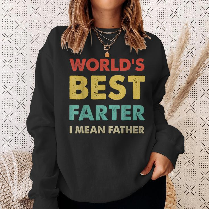 Mens Fathers Day Retro Dad Worlds Best Farter I Mean Father Sweatshirt Gifts for Her