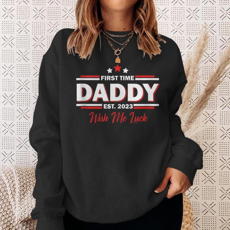 Mens First Time Daddy Est 2023 Wish Me Luck | Fathers Day Sweatshirt Gifts for Her