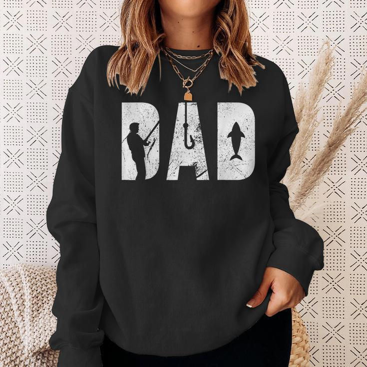 Mens Fishing Dad Fathers Day With Fish And Fishing Hook Crunch Sweatshirt Gifts for Her