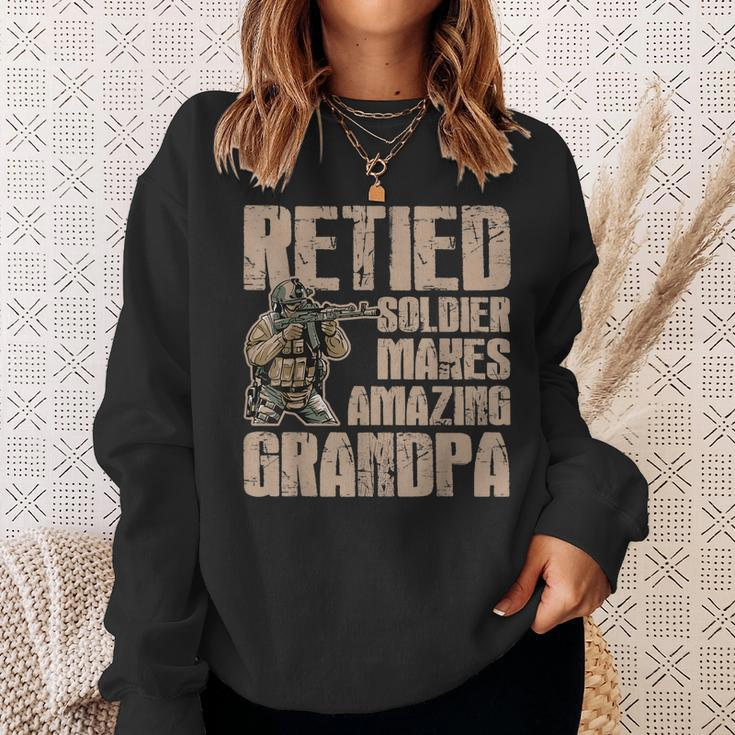 Mens Grandpa Gift Retied Soldier Retired Military Veteran Gift Men Women Sweatshirt Graphic Print Unisex Gifts for Her