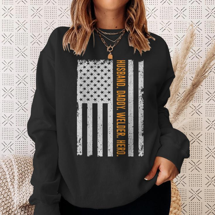 Mens Husband Daddy Welder Hero Usa Flag Fathers Day Gifts Sweatshirt Gifts for Her
