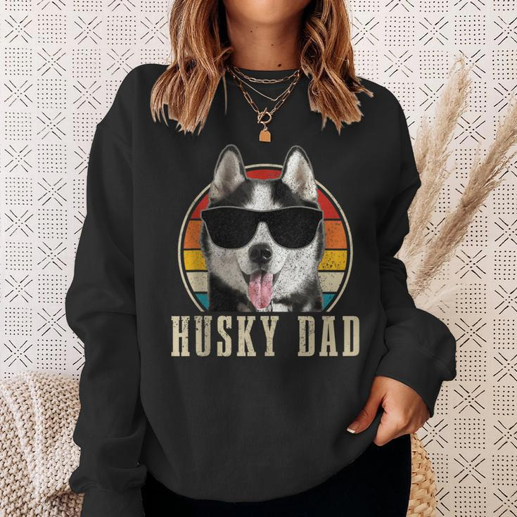 Mens Husky Dad Funny Dog Sunglasses Vintage Siberian Husky Sweatshirt Gifts for Her