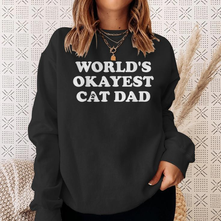 Mens Mens World’S Okayest Cat Dad V2 Sweatshirt Gifts for Her