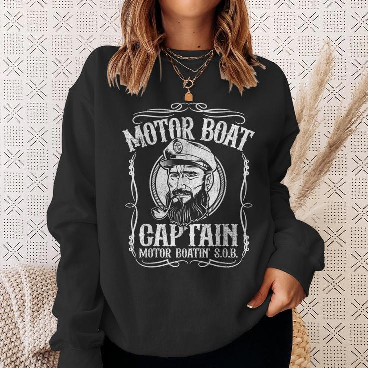 Mens Motor Boat Captain Funny Pontoon Boating Motor Boatin Lake Sweatshirt Gifts for Her