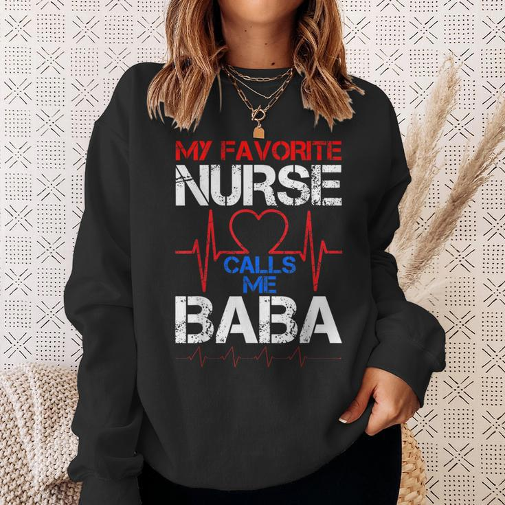 Mens My Favorite Nurse Calls Me Baba Cool Vintage Nurse Dad Sweatshirt Gifts for Her
