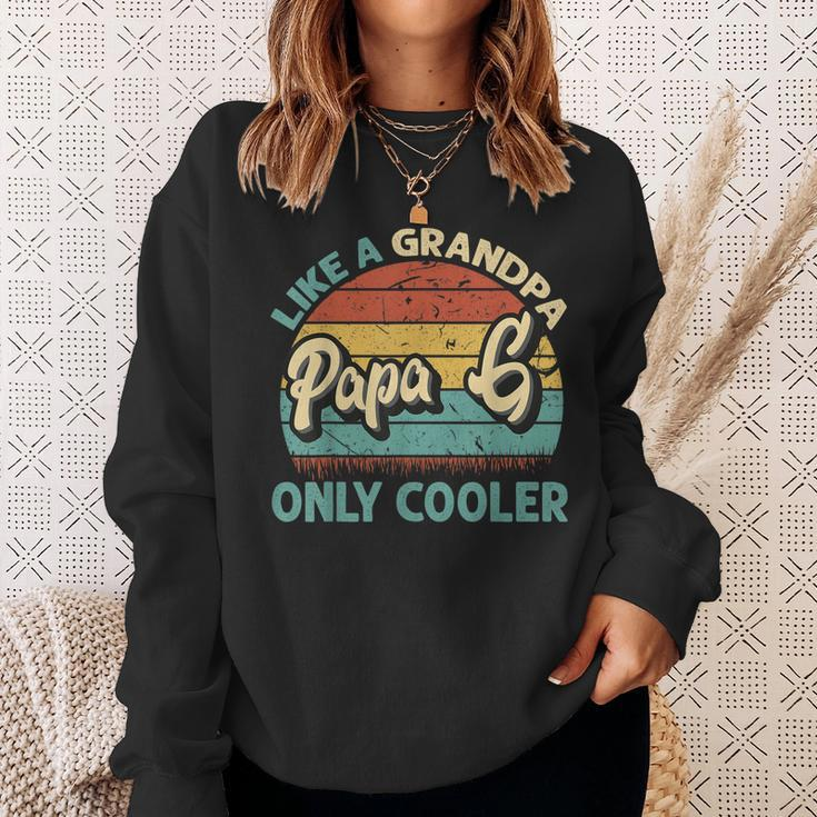 Mens Papa G Like A Grandpa Only Cooler Vintage Dad Fathers Day Sweatshirt Gifts for Her
