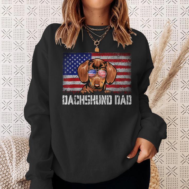 Mens Patriotic Dachshund Dad American Flag 4Th Of July Bbmmkr Sweatshirt Gifts for Her