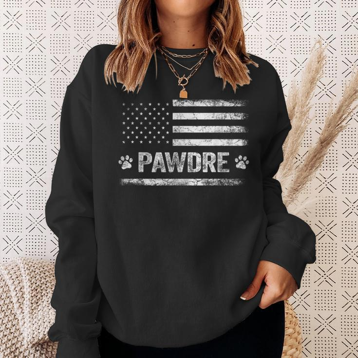 Mens Pawdre Best Dog Dad Ever Us Flag Dog Paw Tee Dog Lover Sweatshirt Gifts for Her
