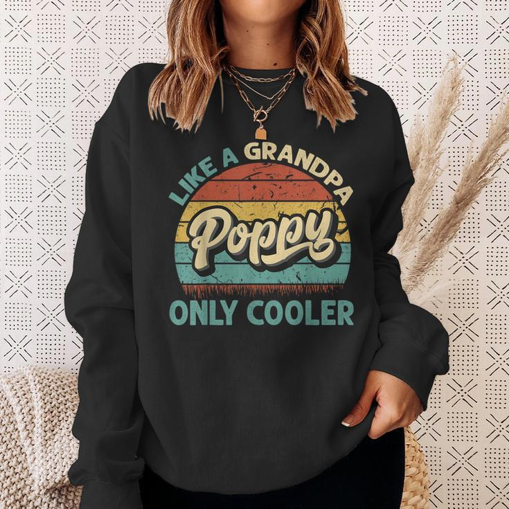 Mens Poppy Like A Grandpa Only Cooler Vintage Dad Fathers Day Sweatshirt Gifts for Her