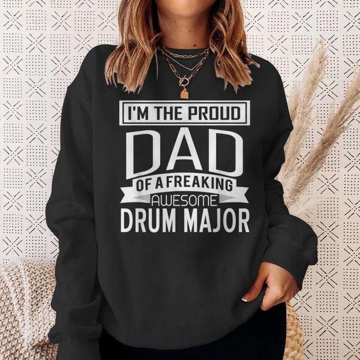 Mens Proud Dad Awesome Drum Major Marching Band Fathers Gift Men Women Sweatshirt Graphic Print Unisex Gifts for Her