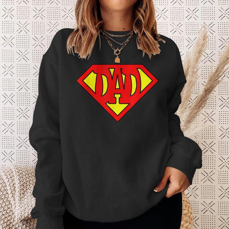 Mens Superdad Super Dad Super Hero Superhero Fathers Day Vintage Sweatshirt Gifts for Her