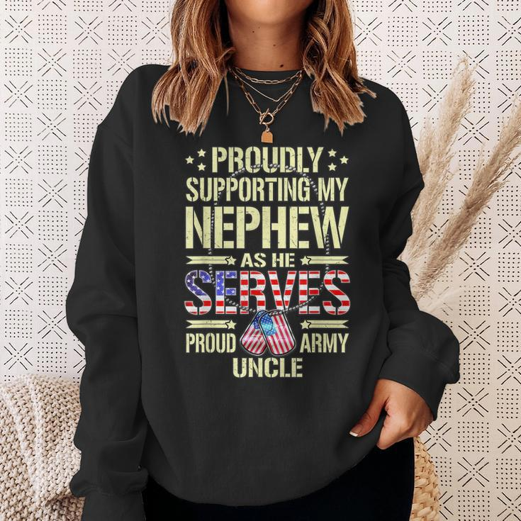 Mens Supporting My Nephew As He Serves - Proud Army Uncle Gift Men Women Sweatshirt Graphic Print Unisex Gifts for Her