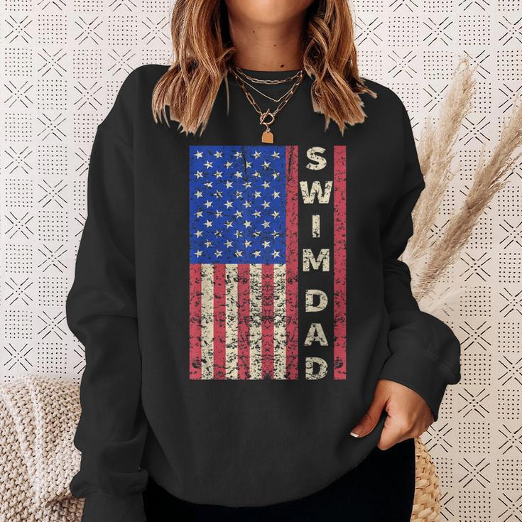 Mens Swim Dad American Flag Swimmer Fathers Day Gift Sweatshirt Gifts for Her