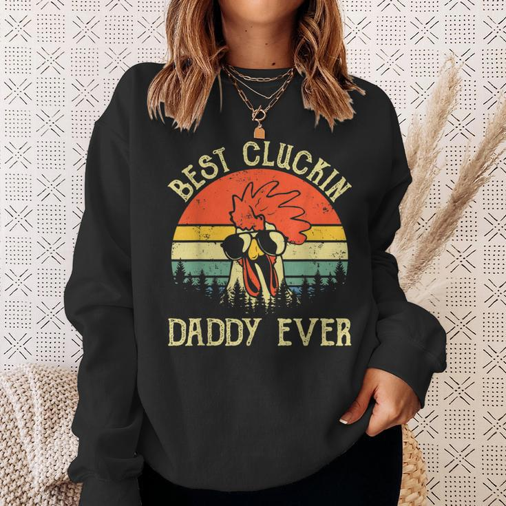 Mens Vintage Chicken Dad Best Cluckin Daddy Ever Proud Farmer Sweatshirt Gifts for Her